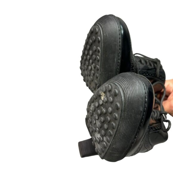 TOD'S Women's Black Leather Derby Style Pump Heels Size 38.5 Lace Up - Picture 8 of 10